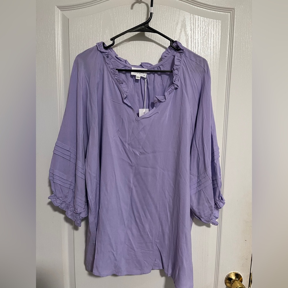 Andrée by Unit Lavender Ruffled Blouse Women’s Top 2X New With Tags